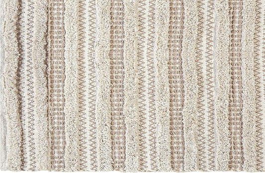 Cotton Rugs for Living Room 24x36 inches, Farmhouse Cotton Area Rug for Bedroom, Washable Tufted Indoor Floor Carpet for Kitchen Dorm Office Dining Room Office Home Decor, Off White Natural