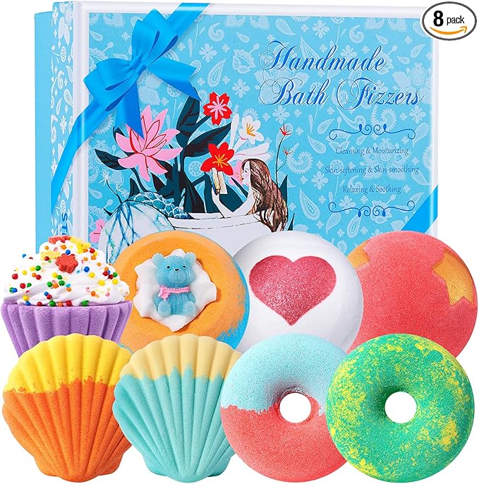 STNTUS INNOVATIONS Bath Bombs, 7 Natural Bath Bomb Gift Set, Bubble Bathbombs for Women Kids, Shea Butter Moisturize, Gifts for Mom Her Girlfriend, Mothers Day Gifts, for Birthday Valentines Christmas
