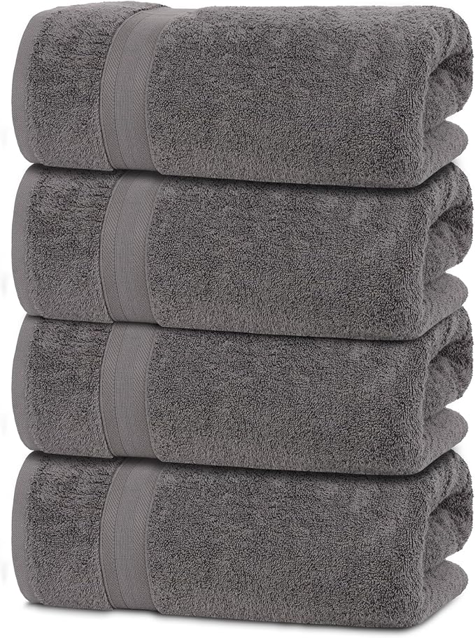 Quick-Dry, Soft & High Absorbent Hand Towels 16"x29" Cotton Turkish Hand Towel Set of 4 | Daily Use 100% Cotton Towels for Bathroom, Gym & More | Bathroom Hand Towels (4 Pcs, Grey)