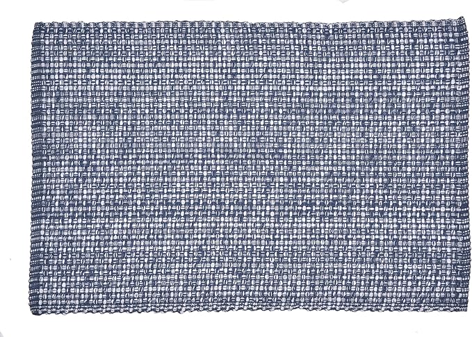 Urban Villa Placemats for Dining Table 100% CottonPlacemats 14''x20'' Over Sized Tablemats Set of 6Placemats Blue/White Two Tone Tablemats for Family Dinners Wedding Parties Everyday Use Placemats