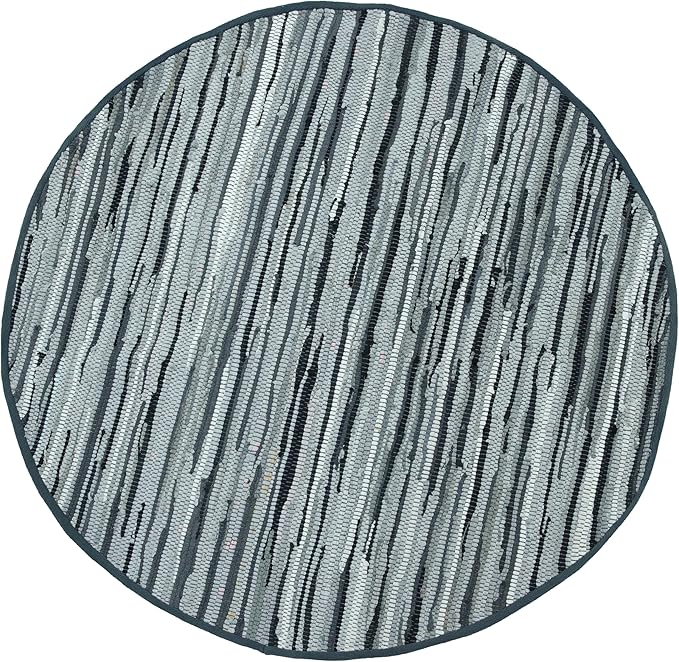 Area Rugs 4Ft Round Charcoal Cotton Rug Farmhouse Handwoven for Bedroom, Bathroom,Living Room | Boho Reversible Washable RagRug Circle Carpet for Kitchen, Patio, Kids Playroom, Nursery