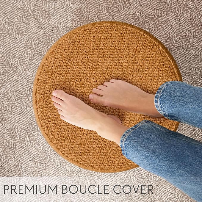 ZICOTO Beautiful Boucle Pouf Ottoman and Foot Rest - Elevate Your Living Room Decor with Lightweight Comfort and Charm - A Round Modern Foam Filled Foot Stool Perfect to Rest Your Feet