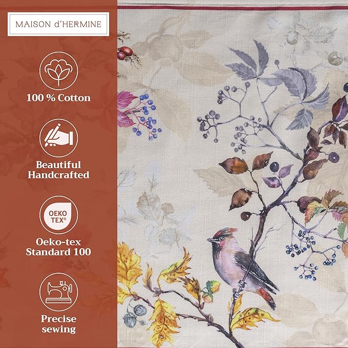Maison d' Hermine Placemats Set of 4 100% Cotton Washable Cloth Place Mats, Reusable Table Mats for Kitchen Dining Decoration, Party, Wedding, Restaurant (Equinoxe - Beige, 13" x 19")
