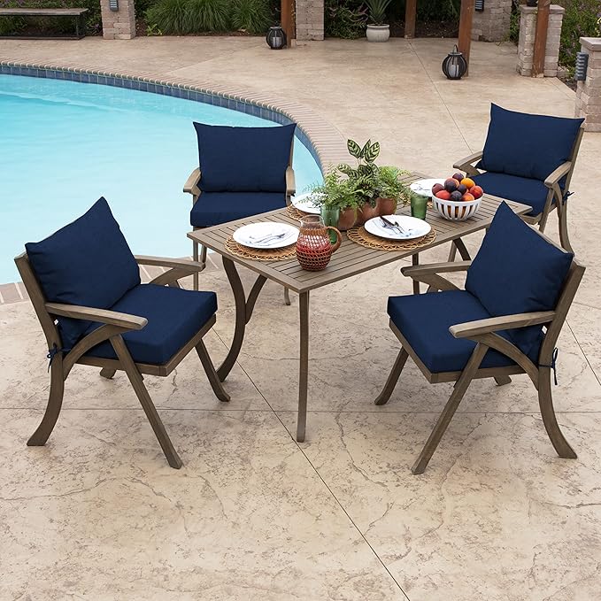 Arden Outdoor Dining Chair Cushion, 21 x 21, Rain-Proof, Fade Resistant 21 x 21, Sapphire Blue Leala