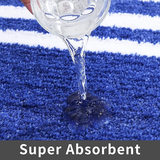 COSY HOMEER Extra Thick Bath Linen Sets Rugs - Anti-Slip Bath Mats Soft Plush 100% Strong Polyester Living Room Bathroom Water Absorbent(Blue,17x27 - Inches)