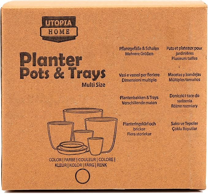 Utopia Home Plastic Planters - Flower Nursery Pots Indoor Modern Decorative Plastic Pots for Plants, Succulents, Flowers, and Cactus (5 Pack, Multisize, Brown)