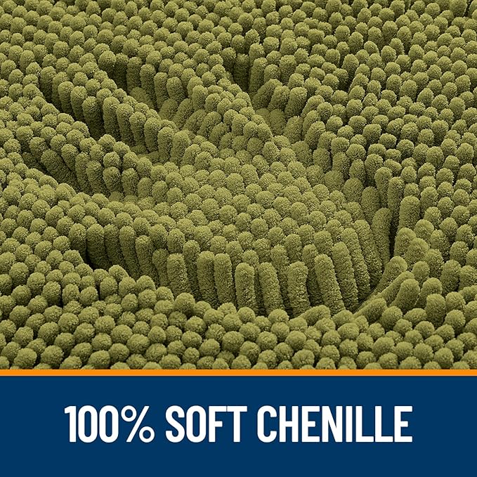 OLANLY Bathroom Rugs 30x20, Extra Soft Absorbent Chenille Bath Rugs, Rubber Backing Quick Dry, Machine Washable Bath Mats for Bathroom Floor, Tub and Shower, Home Decor Accessories, Willow Green