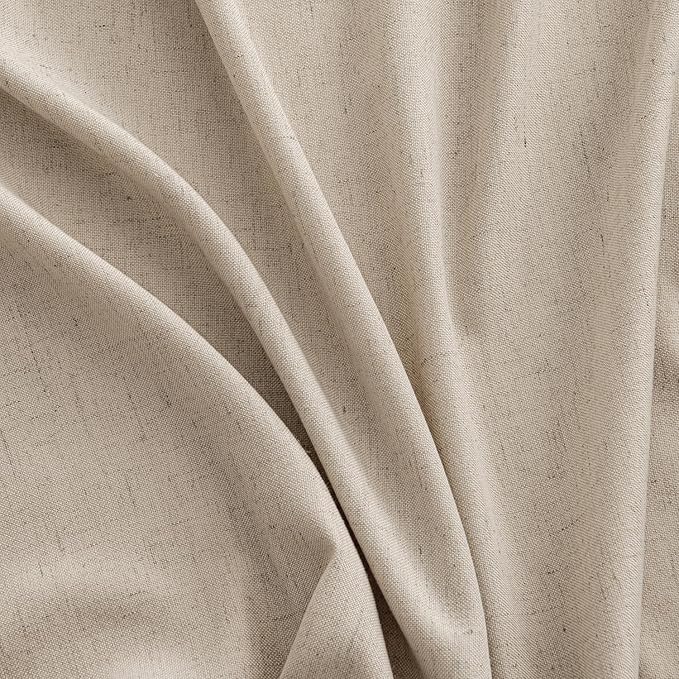MIULEE Non-See-Through Privacy Linen Curtains 2 Panels, Light Filtering Window Curtains Farnhouse Textured Back Tab Semi Sheer Drapes for Bedroom Living Room, 52 x 72 Inches Long, Taupe