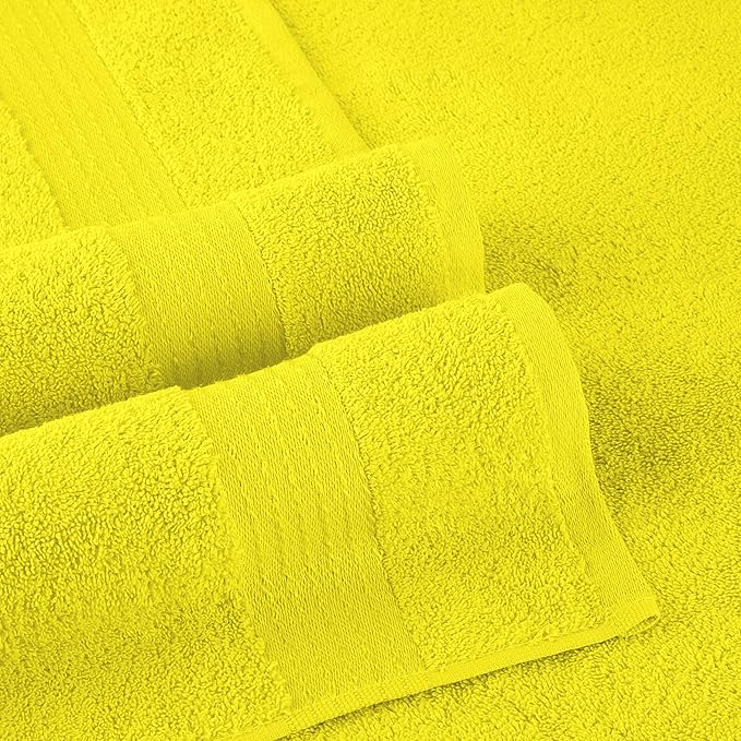 Elegant Comfort Premium Cotton 6-Piece Towel Set, Includes 2 Washcloths, 2 Hand Towels and 2 Bath Towels, 100% Turkish Cotton - Highly Absorbent and Super Soft Towels for Bathroom, Yellow