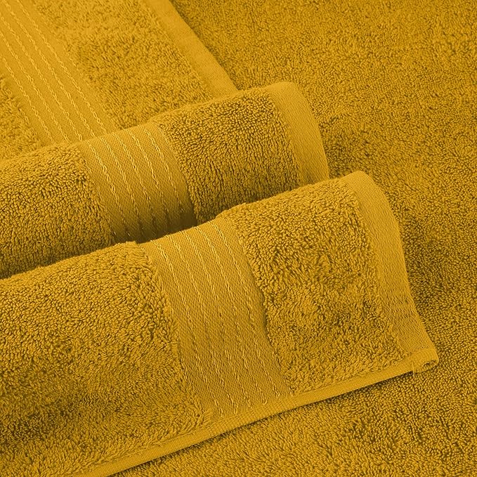 Elegant Comfort Premium Cotton 6-Piece Towel Set, Includes 2 Washcloths, 2 Hand Towels and 2 Bath Towels, 100% Turkish Cotton - Highly Absorbent and Super Soft Towels for Bathroom, Gold