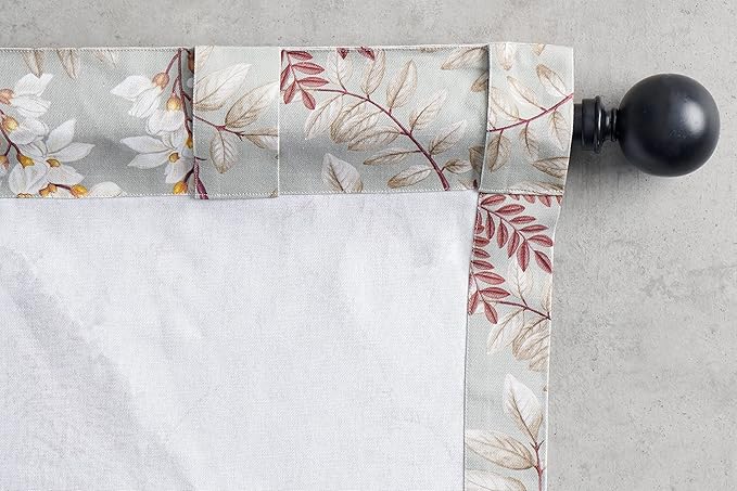 Maison d' Hermine Curtains for Living Room 100% Cotton 124 inch Length One Panel Light Filtering Curtains for Bedroom Windows with Rod and Loop Pockets Drapes (Feuillage Light Taupe, 50" W x 124" L)