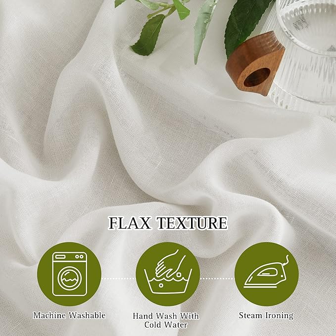 NICETOWN Natural Linen Curtains for Bedroom, Grommet Extra Long Linen Blend Window Treatments Privacy Drapes with Light Filtering for Bedroom/Home Office, W52 x L144, 2 Panels