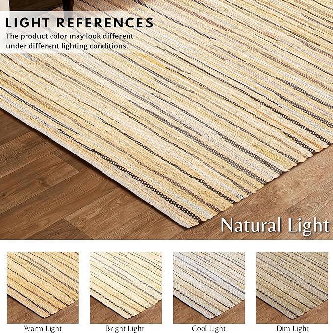 Rug Area Rugs Cotton Linen 3x5 Ft Multicolour Chindi for Livingroom Bedroom Washable RagRug Reversible Farmhouse Kitchen RunnerRug Carpet Area Runner Mat for Hallway, Entryway