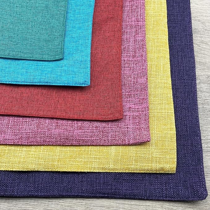 Weabetfu Cloth Placemats Set of 6 Heat Resistant Dining Table Placemmats Cotton Linen Machine Washable Kitchen Table Mats Wrinkle Free Thick Fabric Place Mat,Easy to Clean,13"x19"