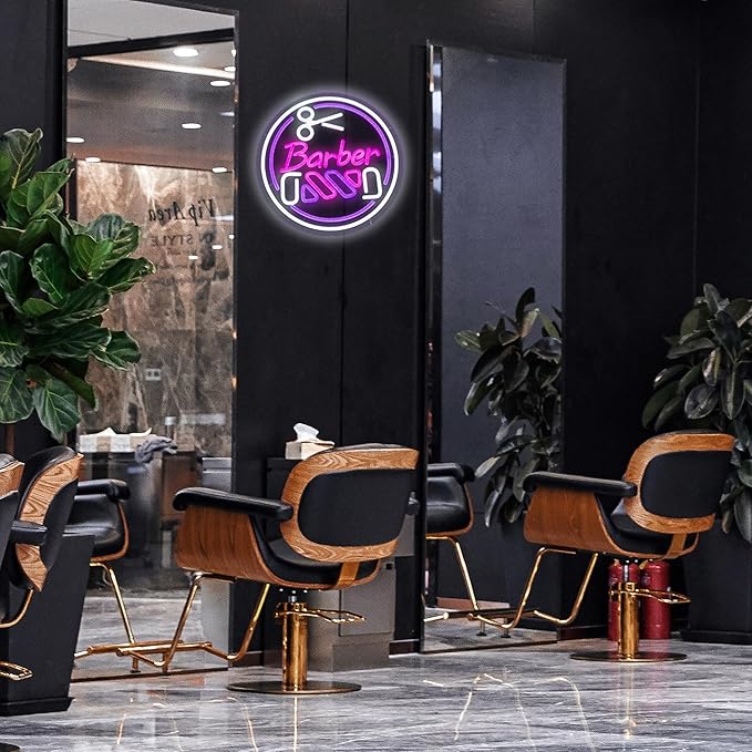 Barber Neon Sign for Barber Shop Decor Colorful Neon Light Round LED Neon Sign USB Powerd LED Neon Light for Decorating Barber Shop Hair Salon Barber Shop Beauty Studio