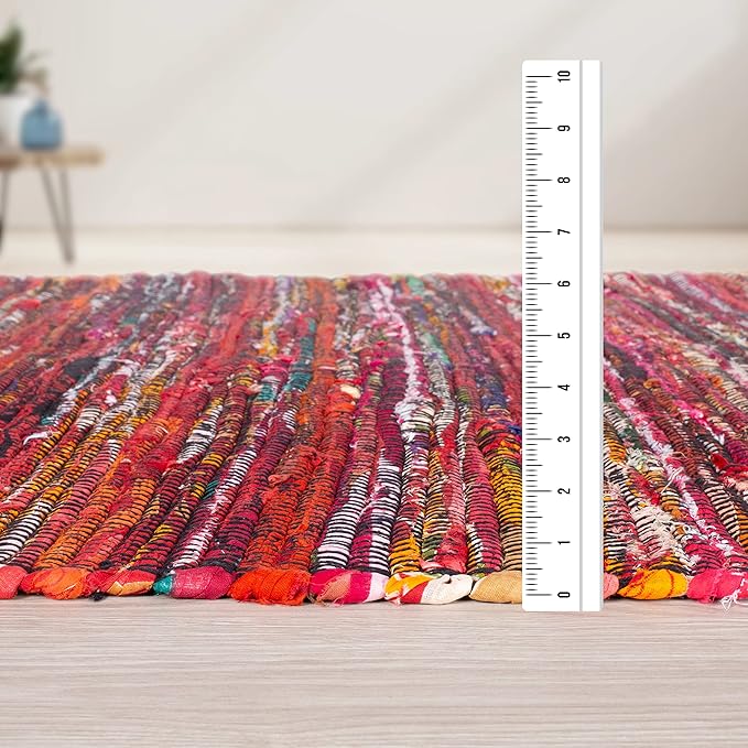 Rug Area Rugs Cotton 3x5 Ft Multicolour Chindi for Livingroom Bedroom Washable RagRug Reversible Farmhouse Kitchen RunnerRug Recycled RunnerRug for Hallway, Entryway 36x60 Inch