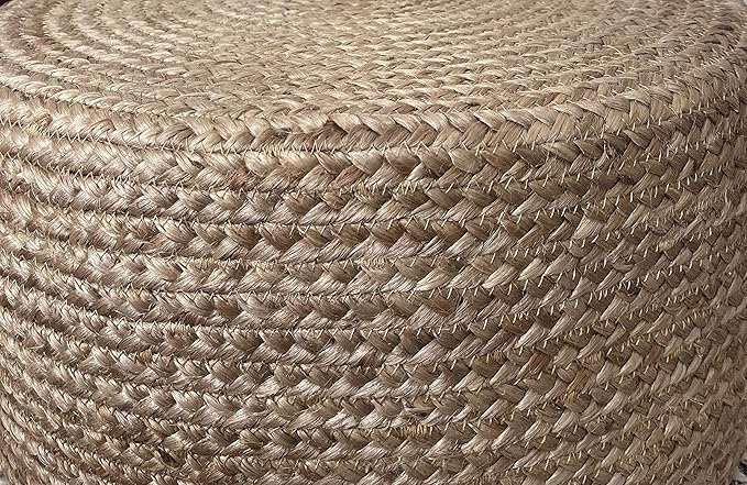 Scandilivin Homes Pouf Ottoman - 100% Natural Jute Braided- Footrest Pouf Hand Knitted - Traditional Cord Boho Pouffe - for The Living Room, Bedroom, Nursery, Patio, Lounge (20" x 20" x 10")