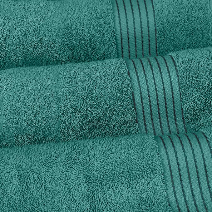 Elegant Comfort Premium Turkish Cotton 6 Pack Washcloths Set - 13 x 13 inch, Luxurious Hotel Spa Quality 100% Turkish Cotton 6PC Washcloth Set - Highly Absorbent - Soft Bathroom Towels, Turquoise