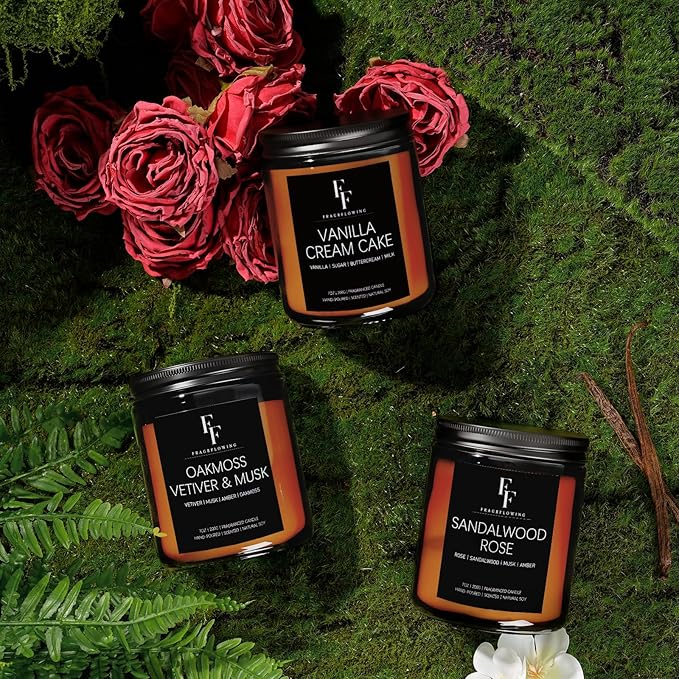 Scented Candles Set, Candles for Home Scented Soy Wax Candles, 6 Pack 42 Oz Aromatherapy Candles Gift Set for Women Men (Lemon/Vanilla/Sage/Rose/Amber/Vetiver)