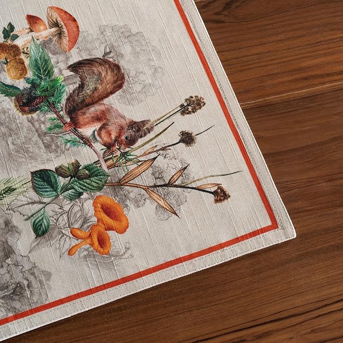 Maison d' Hermine Placemats Set of 4 100% Cotton Washable Cloth Place Mats, Reusable Table Mats for Kitchen Dining Decoration, Party, Wedding, Restaurant (Recolte, 13" x 19")