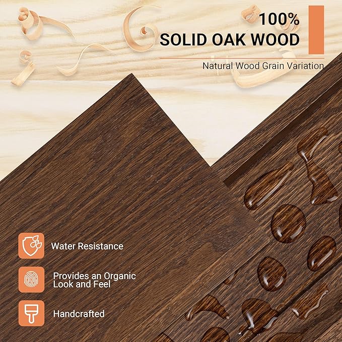 Oak Picture Ledge Shelf,Floating Wall Mounted Shelves, Black Shelves for Wall Decor, Modern Picture Ledge Shelf with Lip for Storage, Bedroom, Living Room, Bathroom,Nursery Display