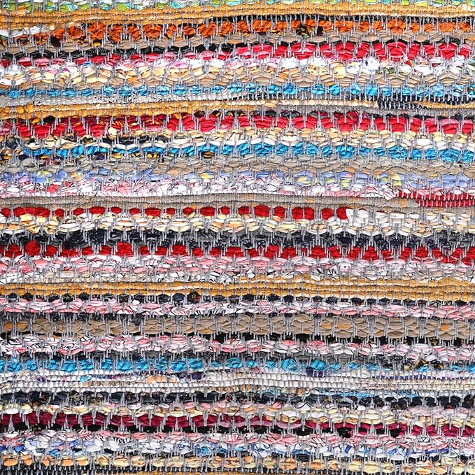Rug Area Rugs Cotton 2x3 Ft Multicolour Chindi for Livingroom Bedroom Washable RagRug Reversible Farmhouse Kitchen RunnerRug Carpet Area Runner Mat for Hallway, Entryway
