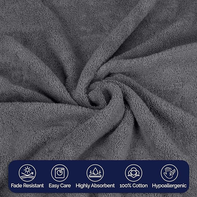 Elegant Comfort Premium Turkish Cotton 1 Piece Jumbo Bath Towel - 35 x 70 inch, Luxurious Hotel Spa Quality 100% Turkish Cotton Large Bath Towel - Highly Absorbent - Soft Bathroom Towel, Gray