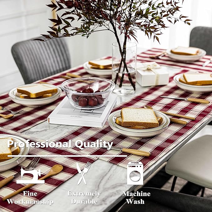 Home Brilliant Red Placemats Set of 6 Farmhouse Buffalo Plaid Table Mats Heat Resistant Dining Dinner Place Mats for Kitchen Table Dinner Mats, 13 x 19 inches, Checker, Crimson