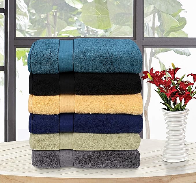 GLAMBURG 700 GSM Premium Cotton 2-Pack Oversized Extra Large Bath Sheet Set - 100% Combed Cotton - 2 Bath Sheets 35x70 - Luxury Hotel & Spa Quality - Durable Ultra Soft Highly Absorbent - Yellow
