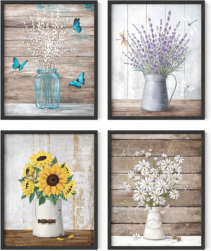 HAUS AND HUES Farmhouse Bouquets Set of 4-16x20
