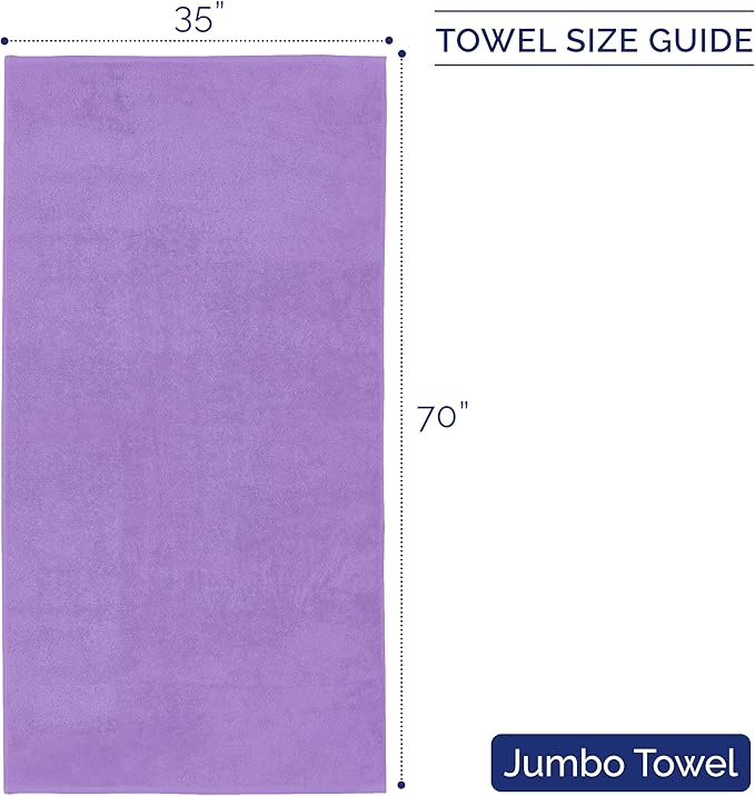 Elegant Comfort Premium Turkish Cotton 1 Piece Jumbo Bath Towel - 35 x 70 inch, Luxurious Hotel Spa Quality 100% Turkish Cotton Large Bath Towel - Highly Absorbent - Soft Bathroom Towel, Lilac