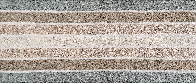 Bathroom Rugs Runner Bath Rug Grey Beige 24x60 Inches Alpine Stripe Non-Slip Cotton Long Bath Mats for Bathroom Floor |Quick Dry Bathroom Mat for Tub Spa Shower|Living Room Entry Way Door Mats