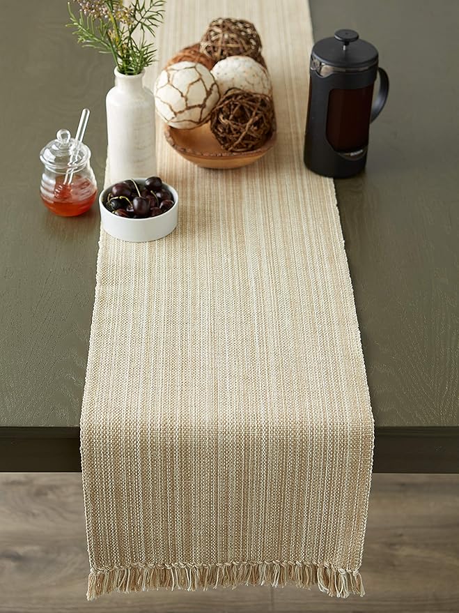 DII Variegated Tabletop Collection, Table Runner3x108, Taupe