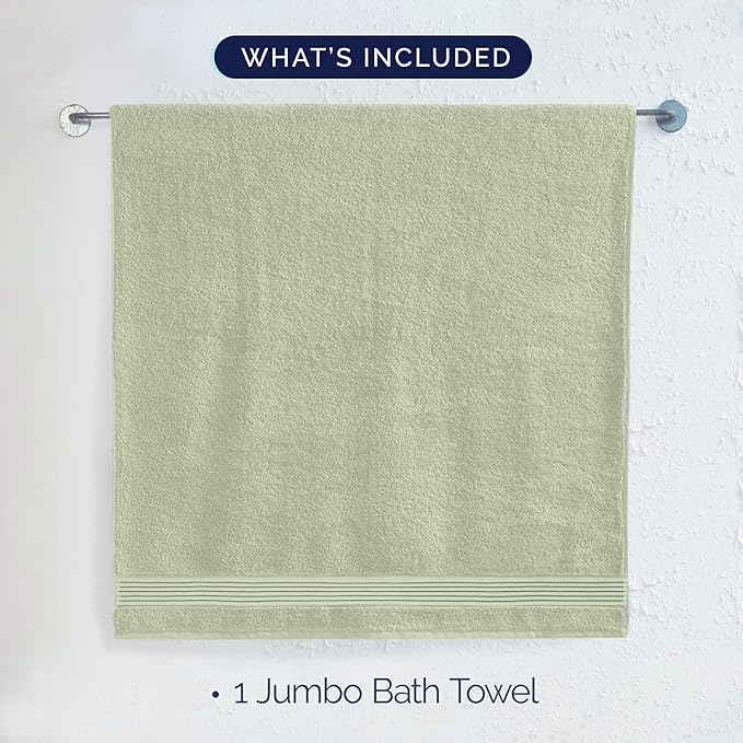 Elegant Comfort Premium Turkish Cotton 1 Piece Jumbo Bath Towel - 35 x 70 inch, Luxurious Hotel Spa Quality 100% Turkish Cotton Large Bath Towel - Highly Absorbent - Soft Bathroom Towel, Mint Green