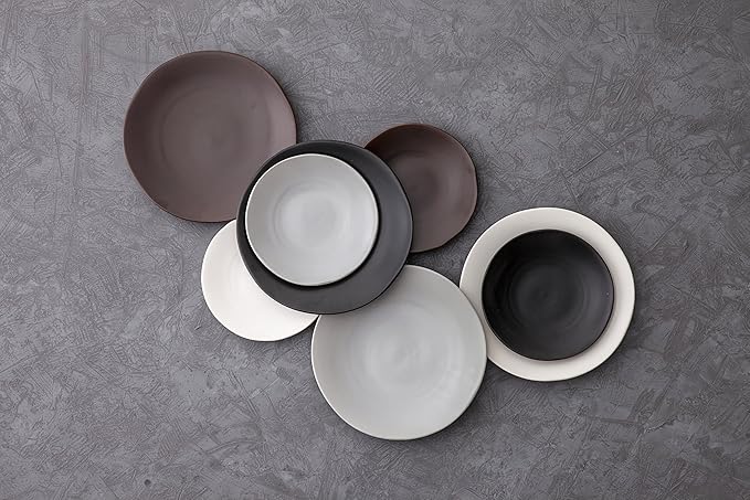 Fortessa Vitraluxe Dinnerware Heirloom Matte Finish Dinner Plate 10.75-Inch, Smoke, Set of 4