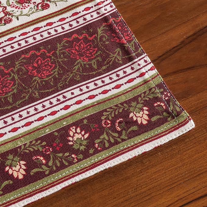 Maison d' Hermine Placemats Set of 4 100% Cotton Washable Cloth Place Mats, Reusable Table Mats for Kitchen Dining Decoration, Party, Wedding, Restaurant (Reveillon Au Jardin, 13" x 19")