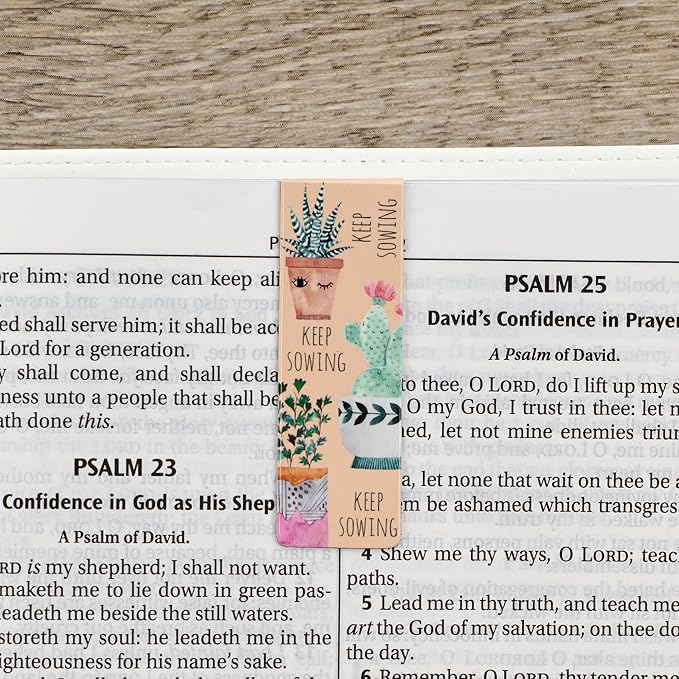 Christian Art Gifts Magnetic Scripture Bookmark Set for Women: Grow in Grace -2 Peter 3:18 Inspirational Succulent Garden Magnetic Bible Verse Pagemarker Set of 6 for Bibles and Books Size 2.3” x 0.8”
