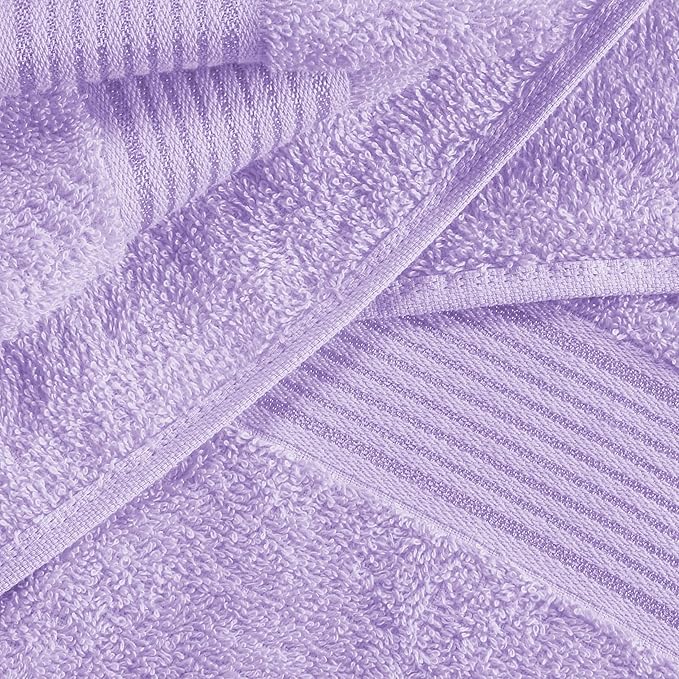 Belizzi Home Ultra Soft 6 Pack Cotton Towel Set, Contains 2 Bath Towels 28x55 inch, 2 Hand Towels 16x24 inch & 2 Wash Coths 12x12 inch, Ideal for Everyday use, Compact & Lightweight - Dark Purple