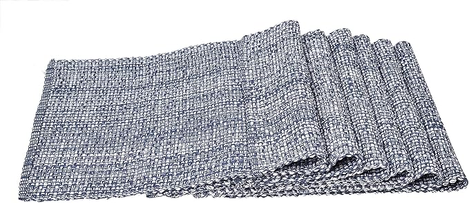 Urban Villa Placemats for Dining Table 100% CottonPlacemats 14''x20'' Over Sized Tablemats Set of 6Placemats Blue/White Two Tone Tablemats for Family Dinners Wedding Parties Everyday Use Placemats