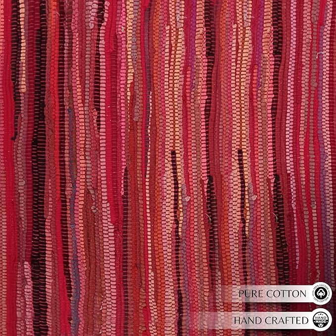 Rug Area Rugs Cotton Red 3x5 Ft (36"x60") Multicolour Chindi for Livingroom Bedroom Washable RagRug Reversible Farmhouse Kitchen RunnerRug Carpet Area Runner Mat for Hallway, Entryway