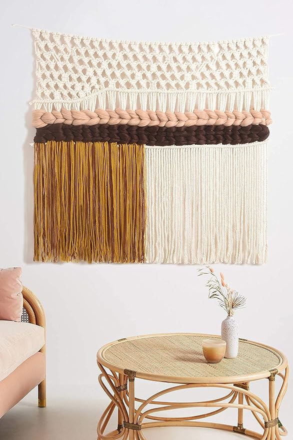 IOWER Macrame Wall Hanging Woven Large Colorful Macrame Wall Decor Fiber Art Handmade Home Room Decor 40" W*32" L