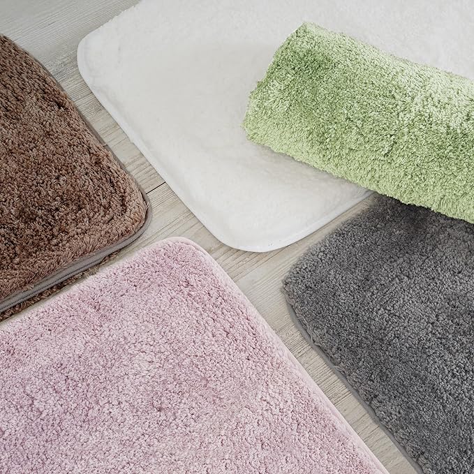 ROSMARUS Shaggy Bath Rugs Non Slip 24" X 36", Water Absorbent Bath Mat, Soft Shower Mat for Floor & Tub, Fluffy Plush Bathroom Rugs Machine Washable, Black