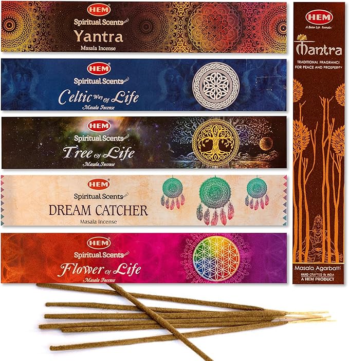 Hem Tantra Incense Sticks Variety 6 Incense Packs x 15 GMS-Witchcraft Incense Sticks for Magical Mystical Experience, Inscents Stick Tantric Gift Set, Perfect for Relaxation (Hem Tantra Series)
