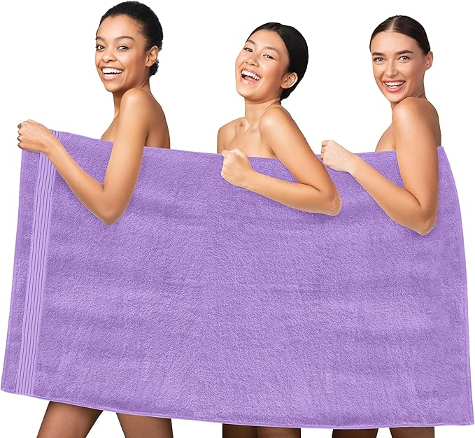 Elegant Comfort Premium Turkish Cotton 1 Piece Jumbo Bath Towel - 35 x 70 inch, Luxurious Hotel Spa Quality 100% Turkish Cotton Large Bath Towel - Highly Absorbent - Soft Bathroom Towel, Lilac