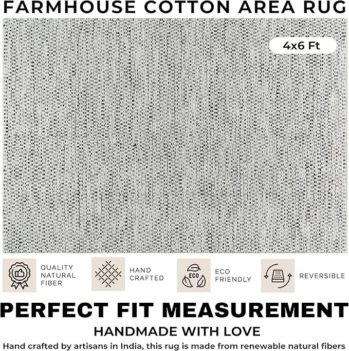 Bedding Craft Zebra Stripe 100% Area Rug for Living Room 48x72 Inch - Natural/Black - 4x6 Feet Machine Washable Area Rugs for Bedroom