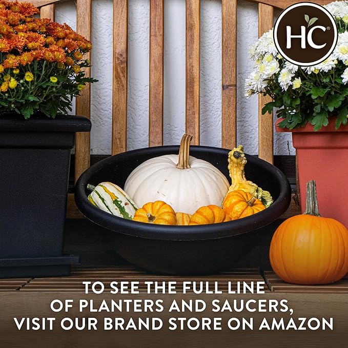 The HC Companies Shallow Planter with Drainage - Contemporary Garden Bowl Planter for Flowers, Herbs & More - Round Succulent Planter Pot for Indoors and Outdoors (13" Warm Gray, Pack of 1)