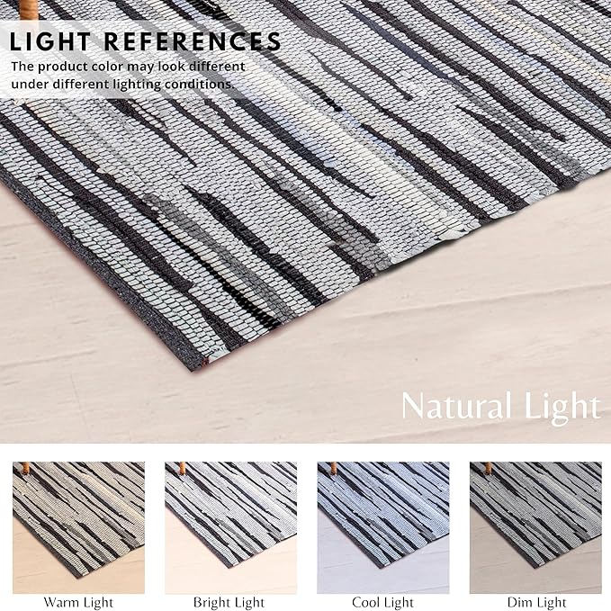 Rug Area Rugs Cotton Charcoal 2x3 Ft Multicolour Chindi for Livingroom Bedroom Washable RagRug Reversible Farmhouse Kitchen RunnerRug Carpet Area Runner Mat for Hallway, Entryway