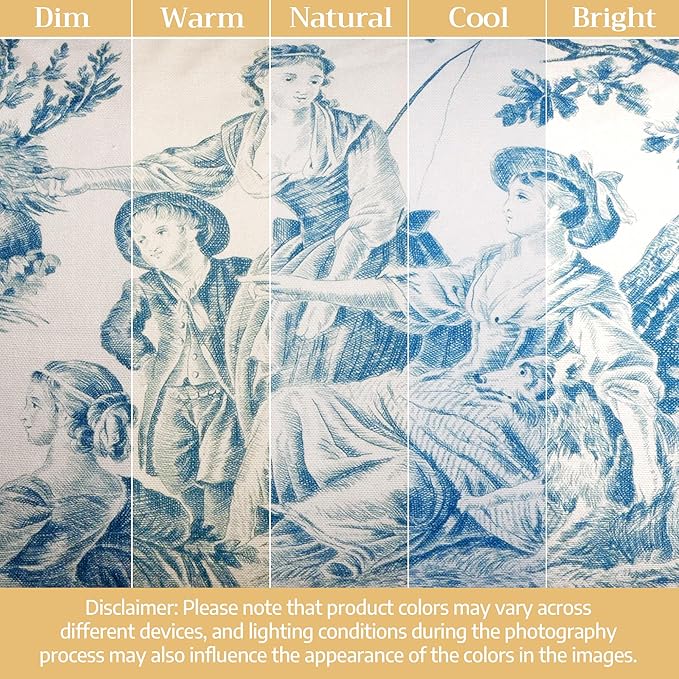 Maison d' Hermine Curtains for Living Room 100% Cotton 124 inch Length One Panel Light Filtering Toile Curtains for Bedroom Windows with Rod and Loop Pockets Drapes (The Miller Denim, 50" W x 124" L)