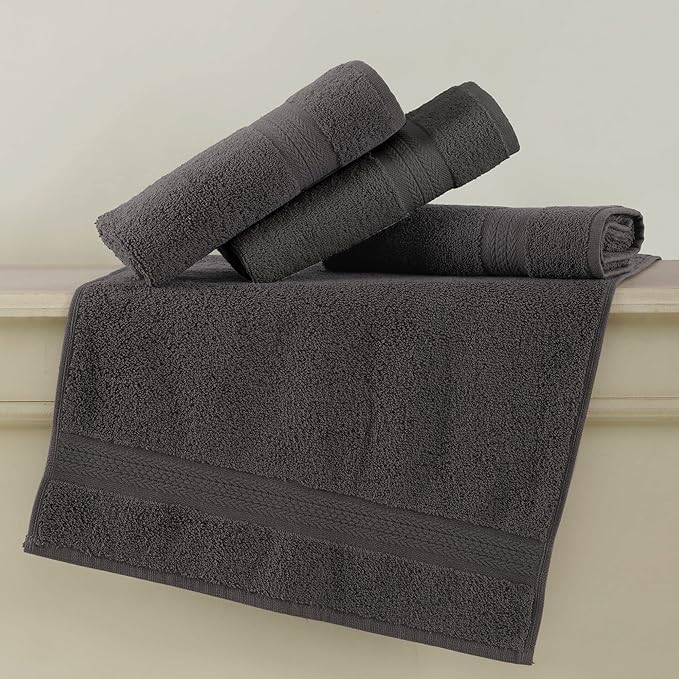 REGAL RUBY, 6 Piece Towel Set, 2 Bath Towels 2 Hand Towels 2 Washcloths, Soft and Absorbent, 100% Turkish Cotton Towels for Bathroom Shower Towel, Bath Linen Set Grey