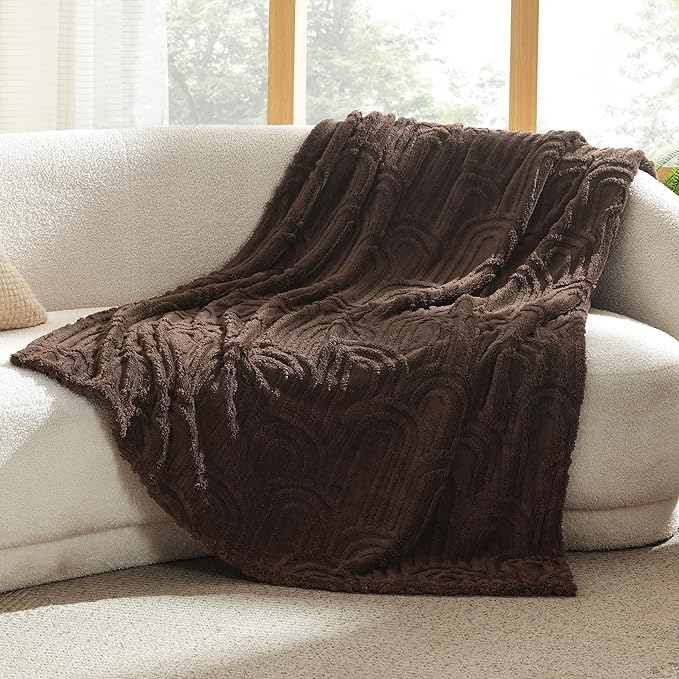 Bedsure Twin Blanket for Bed - Cozy Soft Blankets for Women, Cute Small Fleece Throws for Girls, Graduation Decorations Gift for Her Him School Dorm, Dark Brown, 60x80 Inches